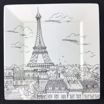 222 Fifth City Scenes Square White Eiffel Tower Big Ben Salad Plate Pari... - $8.85