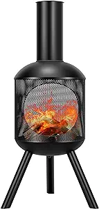 46 Inch Chiminea Outdoor Fireplace, Cold-Rolled Steel Wood Burning Fire ... - $277.99