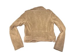 Parker Suede Moto Jacket XS Tan Beige Leather NWT Belted Biker MSRP $625 image 6