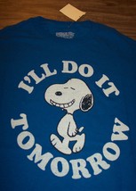 Vintage Style Peanuts SNOOPY I&#39;ll Do It Tomorrow T-Shirt MENS SMALL NEW ... - $19.80