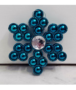 Blue Teal Glitter Snowflake Flower Beaded Ornament Decoration - £6.25 GBP