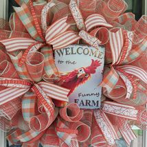 Funny Farm Door Wreath  Rustic Mesh Country Home Decor  24 Inch - $59.99