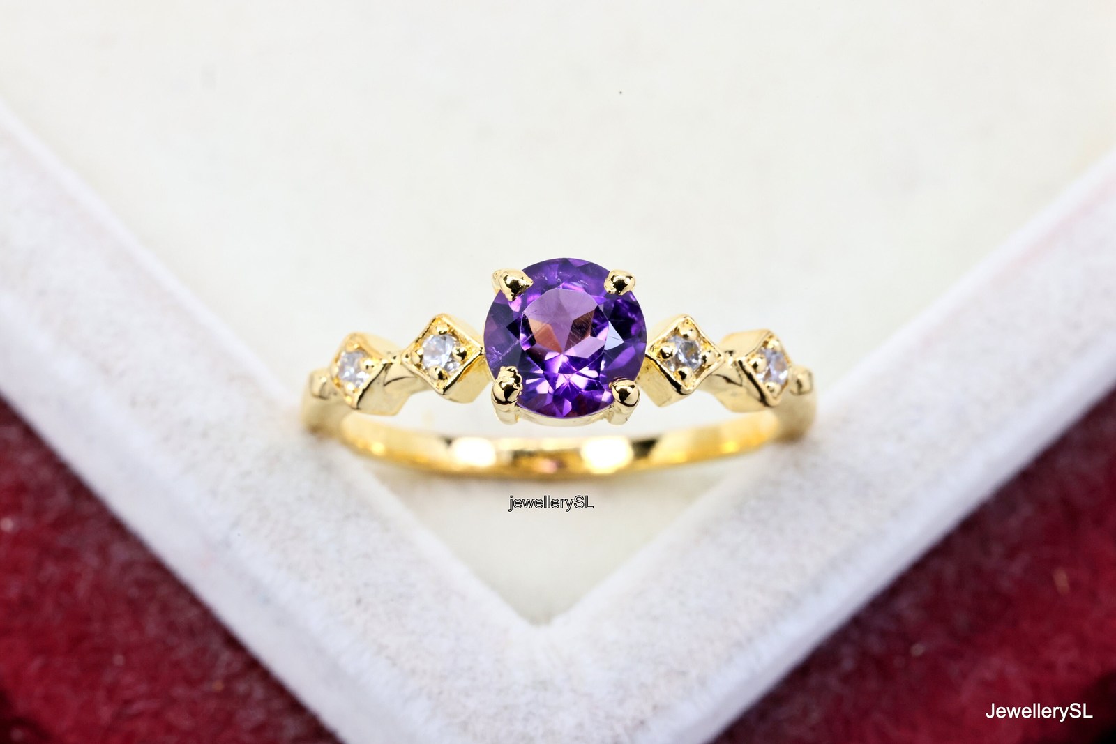 Primary image for Stackable 6mm Amethyst Ring,Yellow/White/Rose Gold Engagement Rings, 14k gold