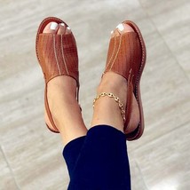S sandals 2021 summer peep toe female flat shoes woman comfort slip on sandalias sewing thumb200