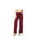  Wide Leg Pants in Burgundy   Soft Stretch Pockets Drawstring Elastic Waist - $26.75