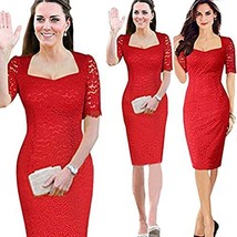 KATE MIDDLETON WEARING RED LACE DRESS (20, Red) - £69.58 GBP