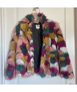 Milly Minis Girls Soft Faux Fur Moto Jacket Multi Color Youth Size 12 Po... - $149.96