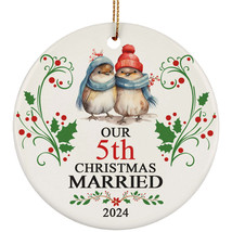 Our 5th Years Christmas Married Ornament Gift 5 Anniversary With Bird Couple - £11.61 GBP