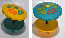 Vintage Fisher Price Little People Blue And Yellow Pool Umbrella Table 9... - $12.50