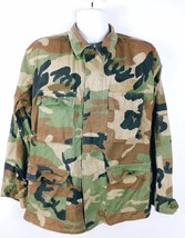 Military Issue Men&#39;s Woodland Camouflage Jacket With Pockets Size Medium - $52.86