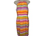 Elizabeth Scott 100% Silk Striped High Neck Mini Dress Size 4 NWT - £26.20 GBP