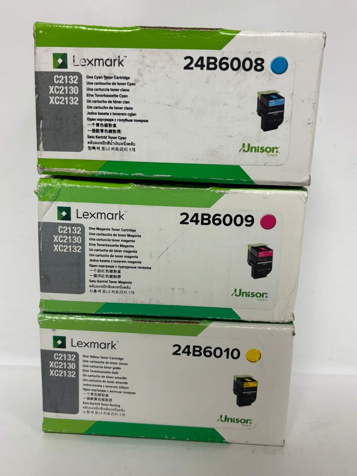 3 Open Genuine LEXMARK C2132,XC2130,XC2132 CMY Toners 24B6008,24B6009,24... - $165.00
