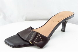 Nine West Sz 7.5 M Brown Slide Leather Women Sandals 0205 - £15.87 GBP