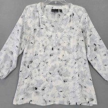 Cynthia Rowley Womens Blouse Size S Blue Baby Gray Dressy V-Neck 3/4 Sleeves Top - £6.73 GBP