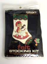 Titan Christmas Stocking Kit Teddy Beddy Bear Rocking Horse Felt Applique - $16.61