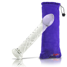 LeLuv Glass Dildo Swirled Textures Simple Probe With Embroidered Padded Pounch - £19.99 GBP