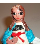 Papier Paper Mache Mexican Folk Art Doll Vintage Flounce Skirt Shawl Col... - $39.59
