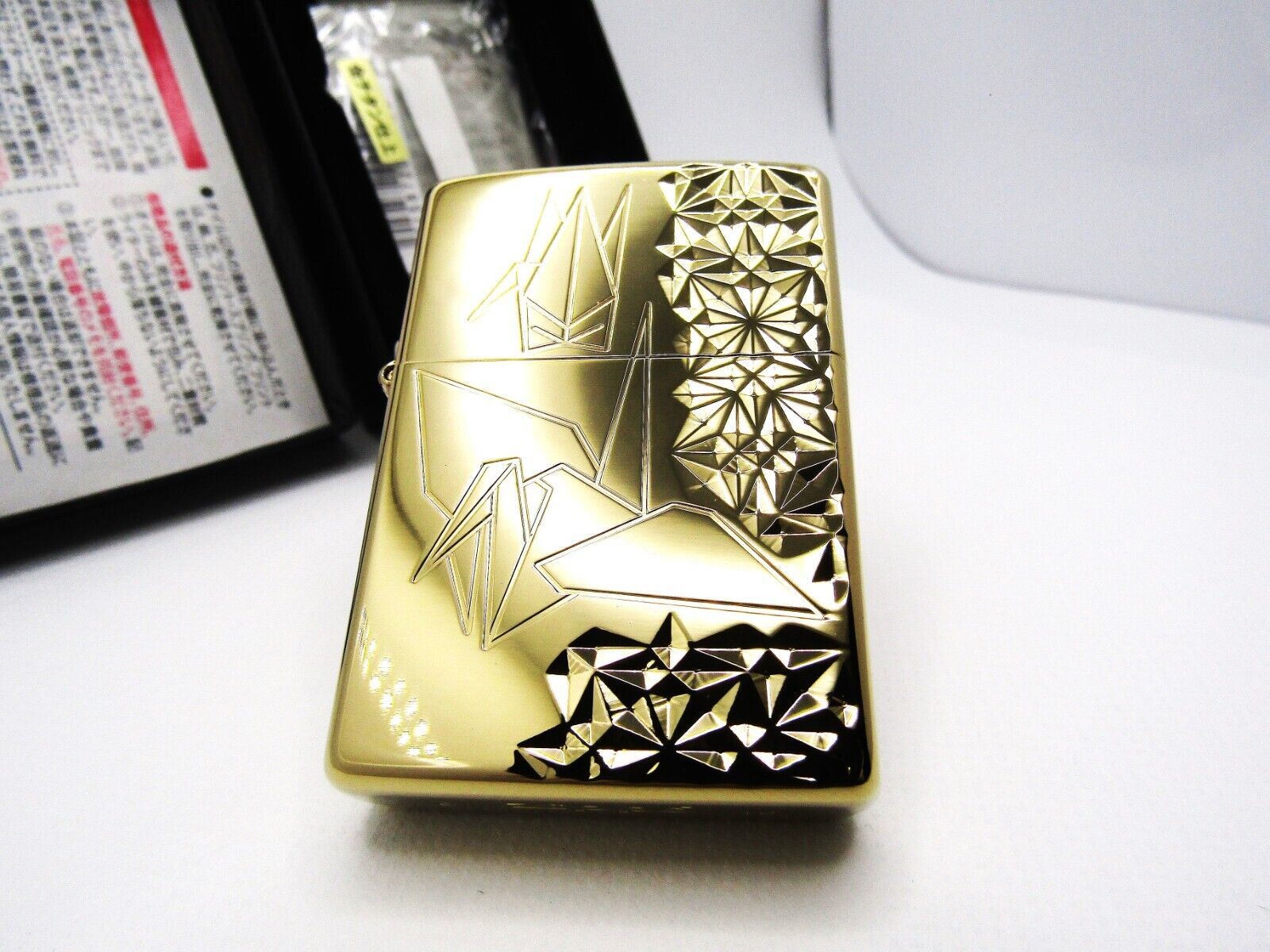 Origami Crane Japanese Tradition Gold Titanium Finish Zippo Lighter 2016 MIB - $85.00