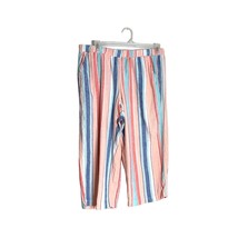 Croft and Barrow Womens Size L Linen Striped Cropped Capri Pants Red Blue White - £13.41 GBP
