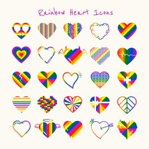 Rainbow Hearts SVG Bundle LGBTQ Valentines Day Clipart Silhouette LGBT Stickers - £1.17 GBP