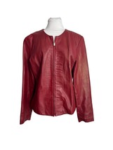 Bagatelle Womens Red Leather Jacket Size Large Full Zip Lined Coat Flaws - £35.05 GBP