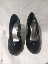 New Look Black Glitter Heel Shoes - Uk Size 6 Eu 39 Wide Fit Express Shipping - £22.78 GBP