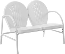 Griffith Metal Outdoor Loveseat By Crosley Furniture In White - £142.23 GBP