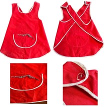 VTG 1930s 40s Child Toddler Pinafore Apron Red Cotton Plaid Bow Doll Sz ... - $64.30
