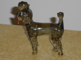 Poodle Dog Mini Figurine Smoke Glass Googly Eyes Red Tongue - £17.89 GBP