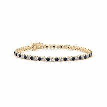 ANGARA Classic Round Sapphire and Diamond Tennis Bracelet in 14K Gold (A Size-2) - £1,566.85 GBP