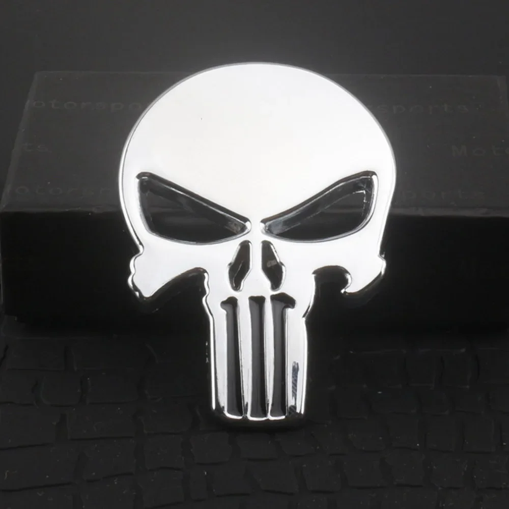 Punisher Metal Car Stickers Car Skull Emblem Scratch Stickers Tail Side Markings - £13.58 GBP
