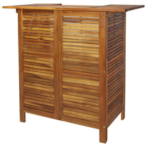 Outdoor Garden Patio Wooden Solid Acacia Wood Bar Table Cabinet With She... - £220.22 GBP