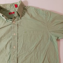 Izod Men's Cotton Green Check Stripe Button-Down Collar Long Sleeve Shirt Size M image 4