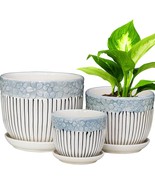 Ceramic Plant Pots Set Of 3, 6.75/5.6/4.2 Inch Planters With Drainage Ho... - $693.84 MXN