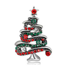 Red Cubic Zirconia &amp; Silver-Plated Christmas Tree Brooch - $13.99