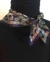 Vintage Adrienne Vittadini square silk scarf (Navy floral and paisley) - £19.18 GBP