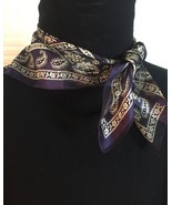 Vintage Adrienne Vittadini square silk scarf (Navy floral and paisley) - £19.18 GBP