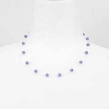Lavender Jade 6mm Beaded Necklace Floating Marked 14K WW on clasp 18&quot; - £95.89 GBP