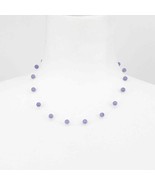 Lavender Jade 6mm Beaded Necklace Floating Marked 14K WW on clasp 18&quot; - £95.31 GBP