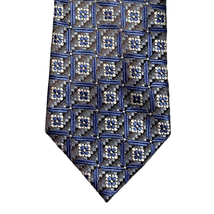 Ermenegildo Zegna 100% Silk Tie Jacquard Geometric Florals Brown Blue 3.... - $36.77
