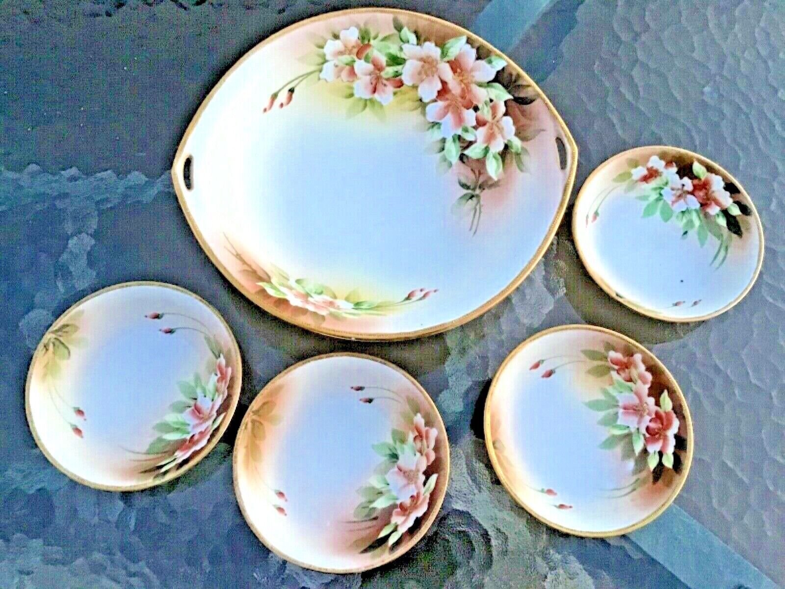 Primary image for Nippon Hand Painted Berry Set Floral Pattern 5 Piece Floral Pattern 1891-1921