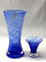 NEW DANSK 21oz Water Pitcher &amp; Cup BLUEBERRY TWIST Blue Crystal - NO HOT... - $584.78 MXN