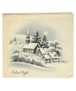VINTAGE 1940s WWII ERA Christmas Greeting Holiday Card SILENT NIGHT Snow... - £11.62 GBP
