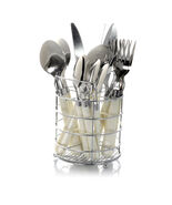 Gibson Sensations II 16 Piece Flatware Set White Handles Caddy - $38.00