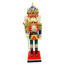 Hand painted 14&quot; Vintage Wooden Christmas Nutcracker , King - £38.90 GBP