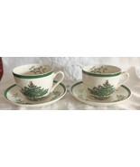 2 Vintage Spode Christmas Tree Coffee Tea Cups &amp; Saucers England - $218.29 MXN