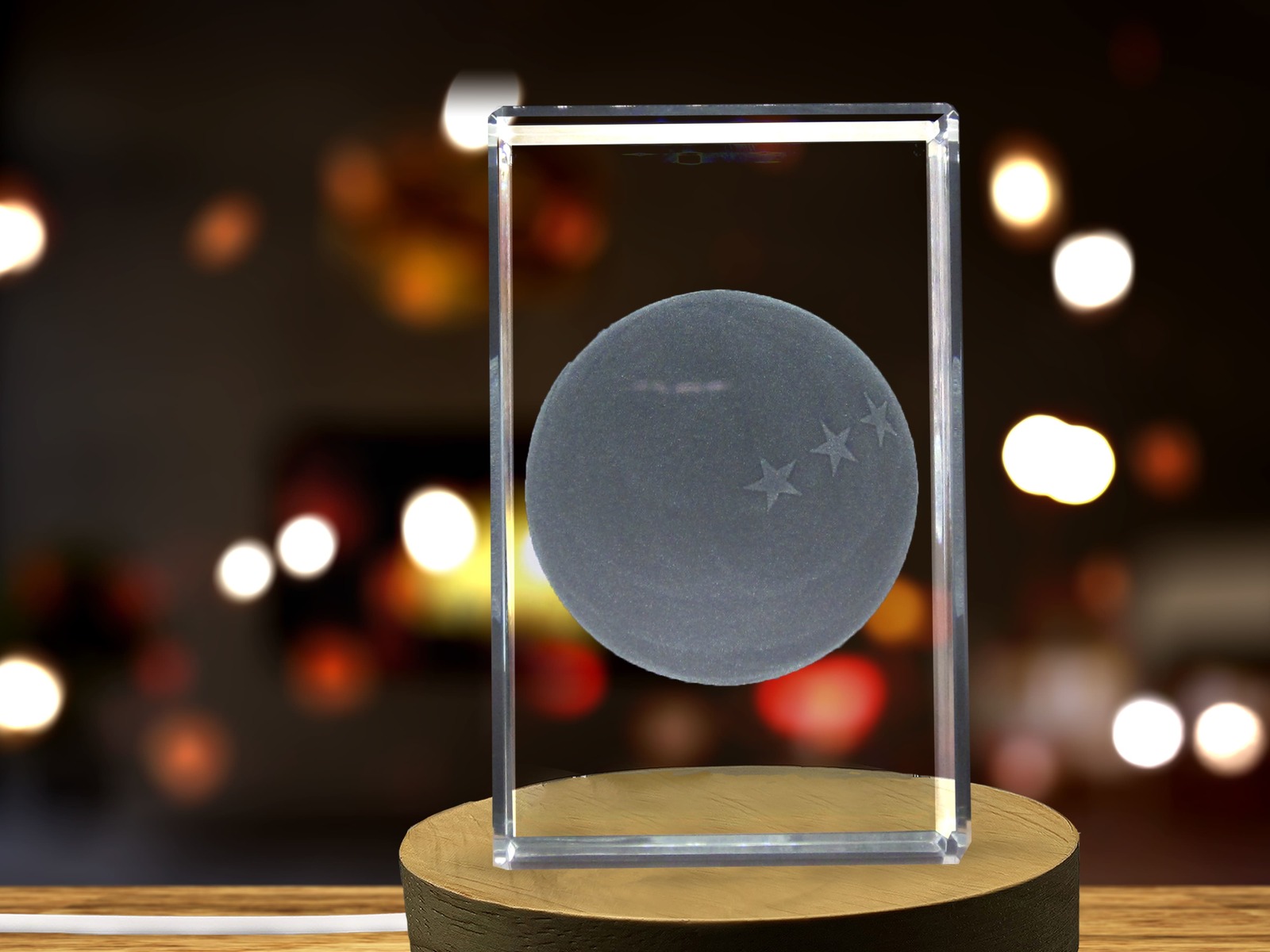 LED Base included | Ping Pong Ball 3D Engraved Crystal 3D Engraved Crystal