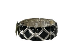 Black &amp; Silver Bracelet White House Black Market Stretch New with Tags Square - £14.85 GBP