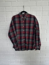 J Crew Button Up Shirt Mems Medium Gray Red Plaid Button Collar Masculine  - £13.11 GBP