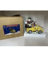 Omni Christmas Holiday Cookie Jar Snowman Couple in Vintage Yellow Car W... - $103.53 CAD